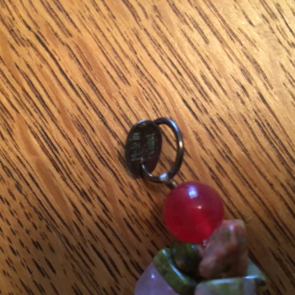 CHUNKY BEADED NECKLACE, PEACH COLORED CENTRAL TONE - Picture 5 of 7